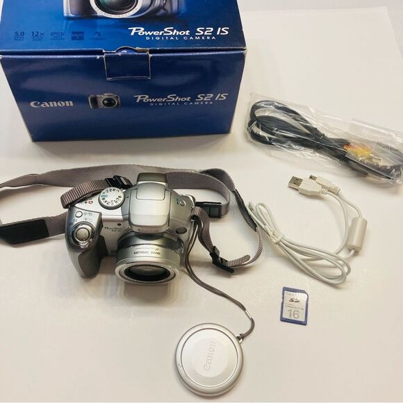 Canon PowerShot S2 IS 5.0MP Digital‎ Camera Box Manuals Accessories Untested - Picture 1 of 16